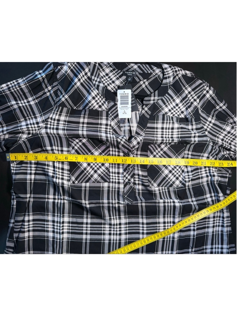 Women's Torrid Harper Plaid Challis 3/4 Sleeve Top 1X - Picture 5 of 8